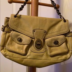 Leather yellow Coach handbag